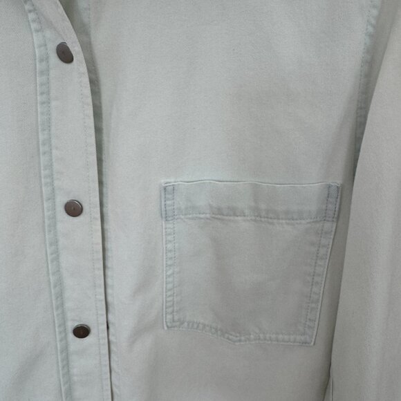VINCE Twill Snap-Front pale blue denim Overshirt TOP size XS - Picture 4 of 13